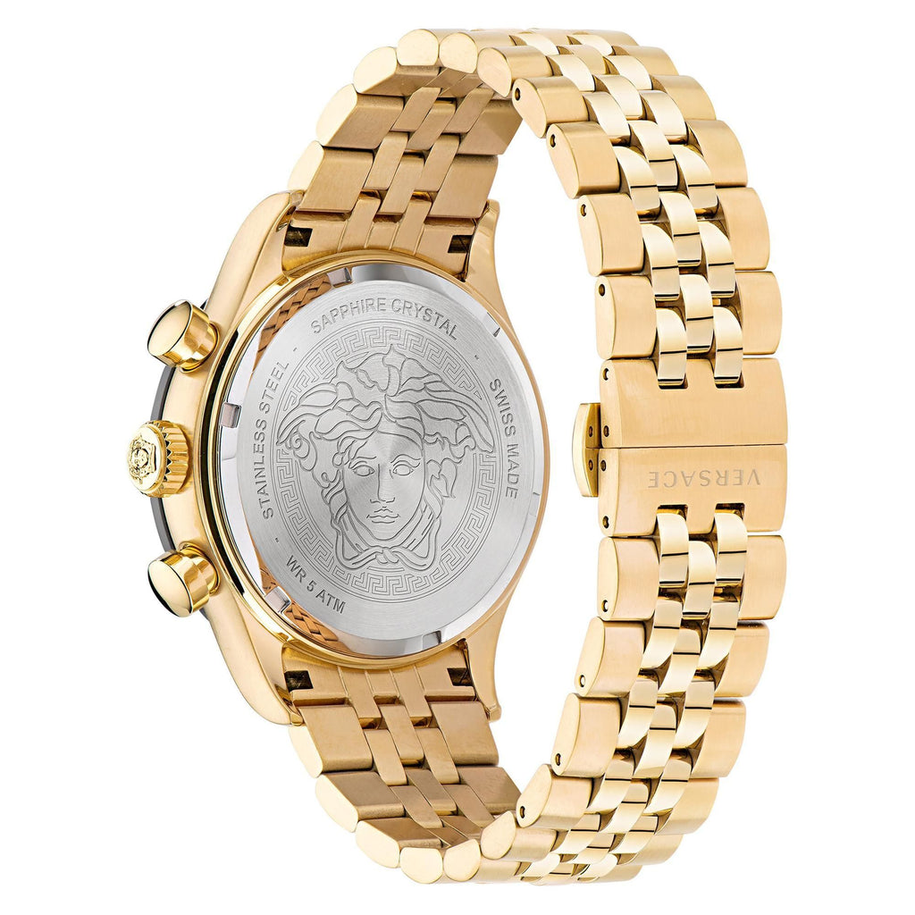 Versace Hellenyium Chrono Mens Gold-Tone Stainless Steel Watch VE2U00622 44mm