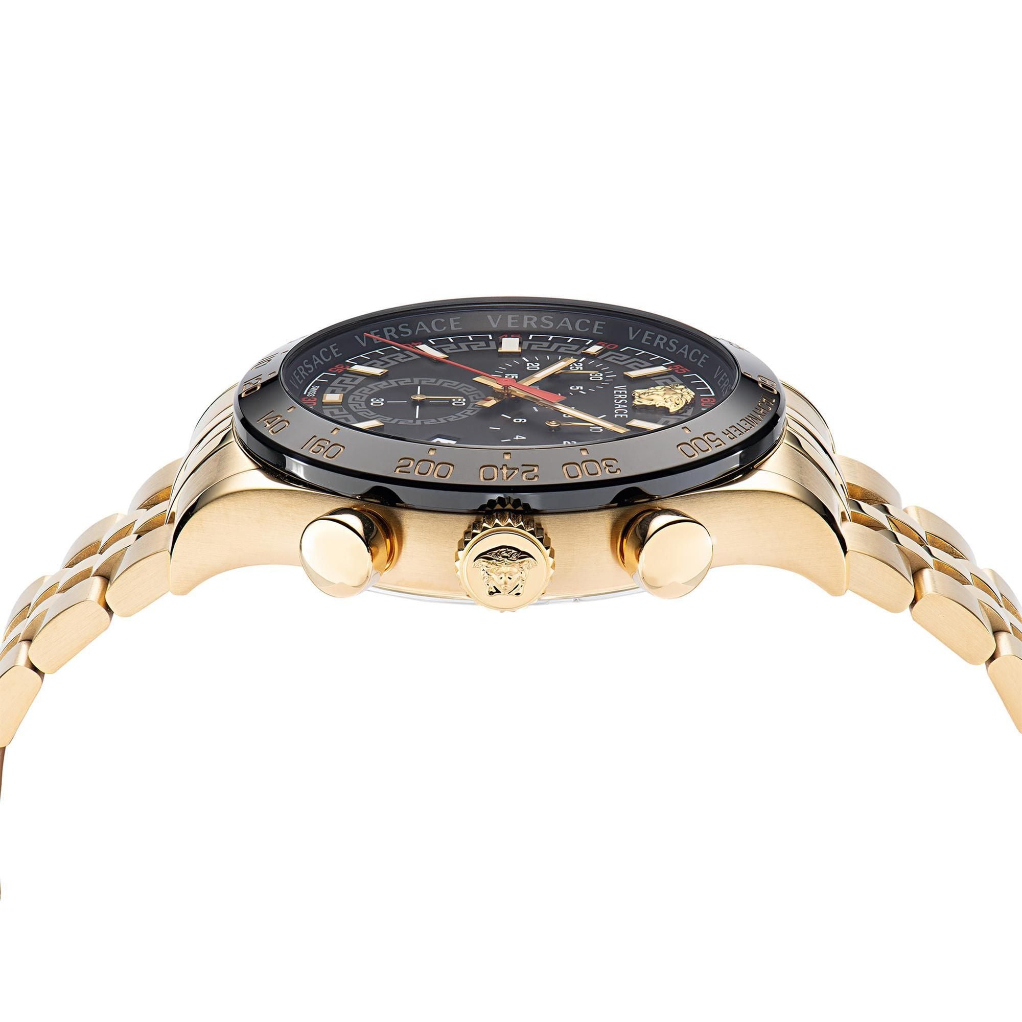 Versace Hellenyium Chrono Mens Gold-Tone Stainless Steel Watch VE2U00622 44mm