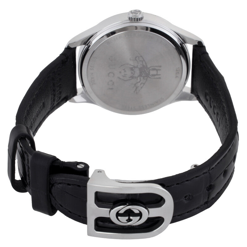 Gucci G-Timeless with Bee Motif Black Onyx Stone Dial Black Leather Strap Watch | 32mm | YA1265055